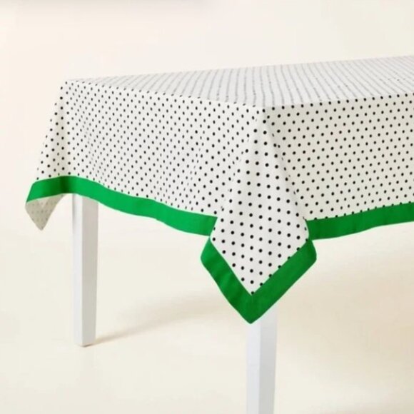 NWT 84"x60" Polka Dot Tablecloth Black/Cream/Green - kate spade new york xTarget - Picture 1 of 3